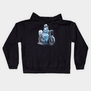 Snowman On A Bicycle Kids Hoodie